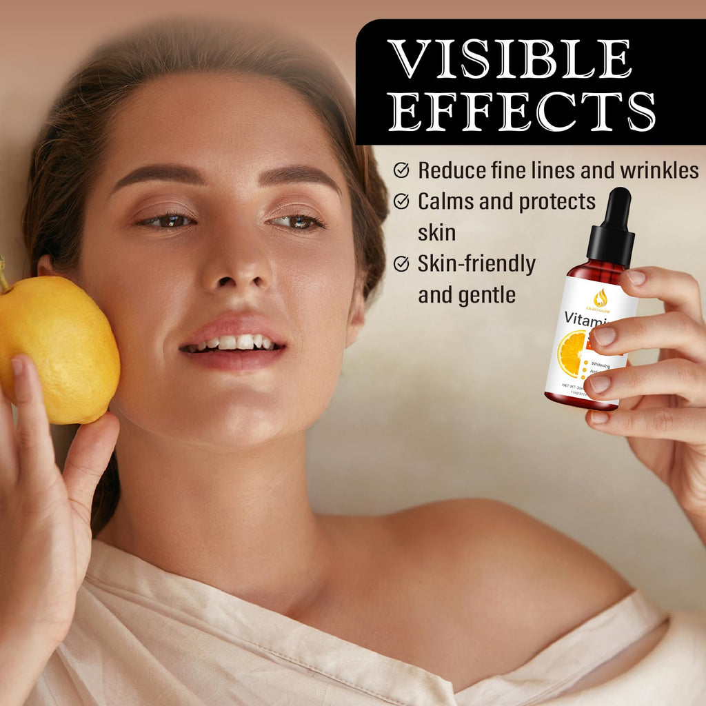 LIGHTGLOW Vitamin C Serum — Dark Spots & Fine Lines, Amber Glass, 1 fl oz