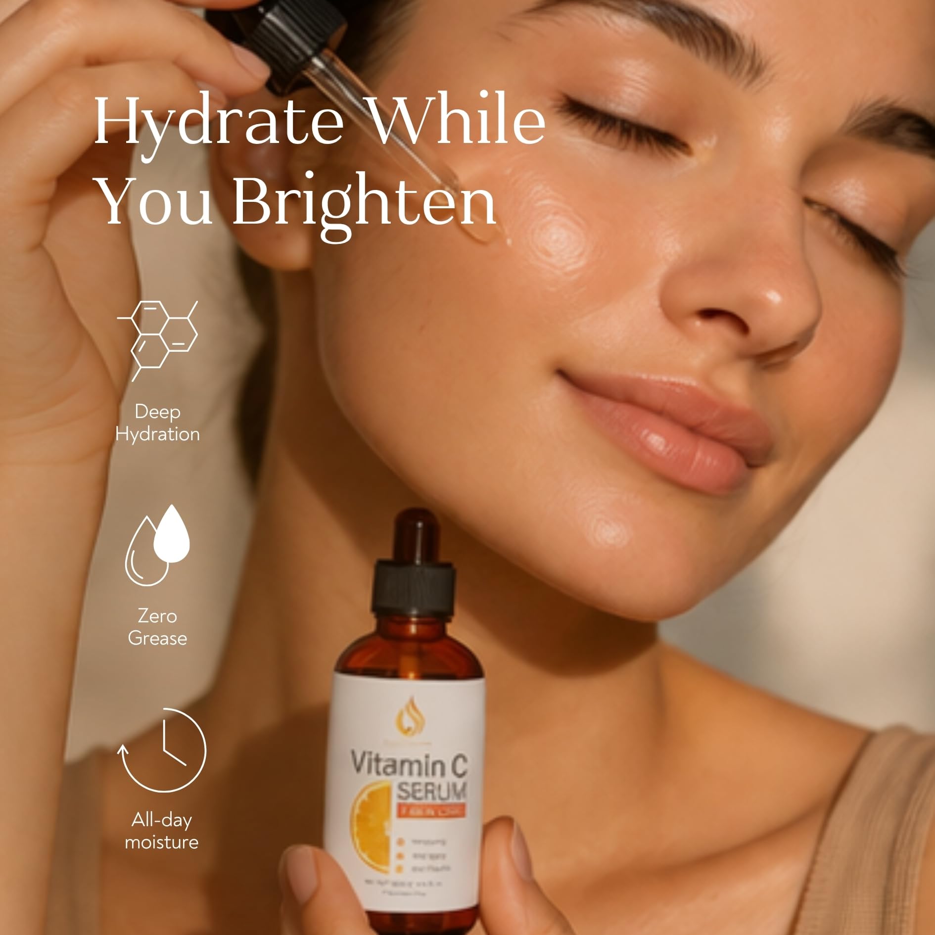 LIGHTGLOW Vitamin C Serum — Dark Spots & Fine Lines, Amber Glass, 1 fl oz